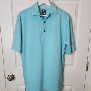 FootJoy Burning Tree Club Golf Aqua Short Sleeve Polo Shirt, Men's Small